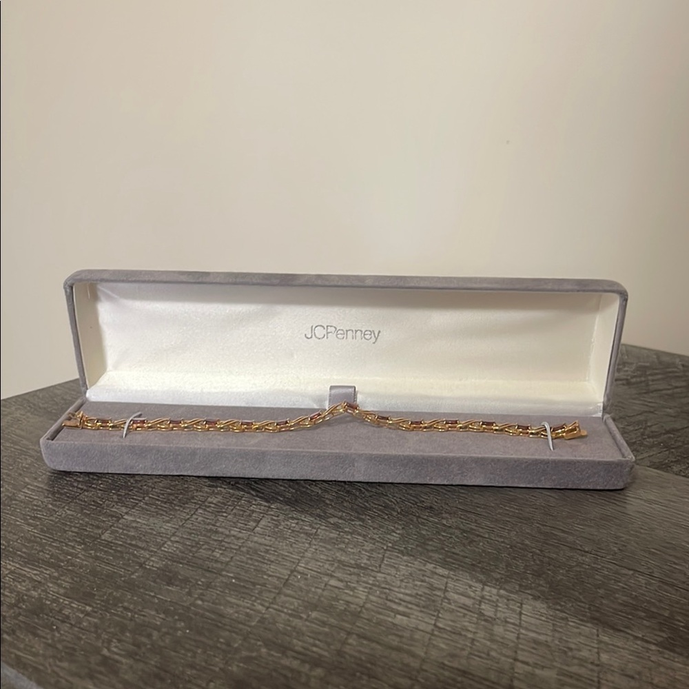 JCPenney Gold & Ruby Red Tennis Bracelet